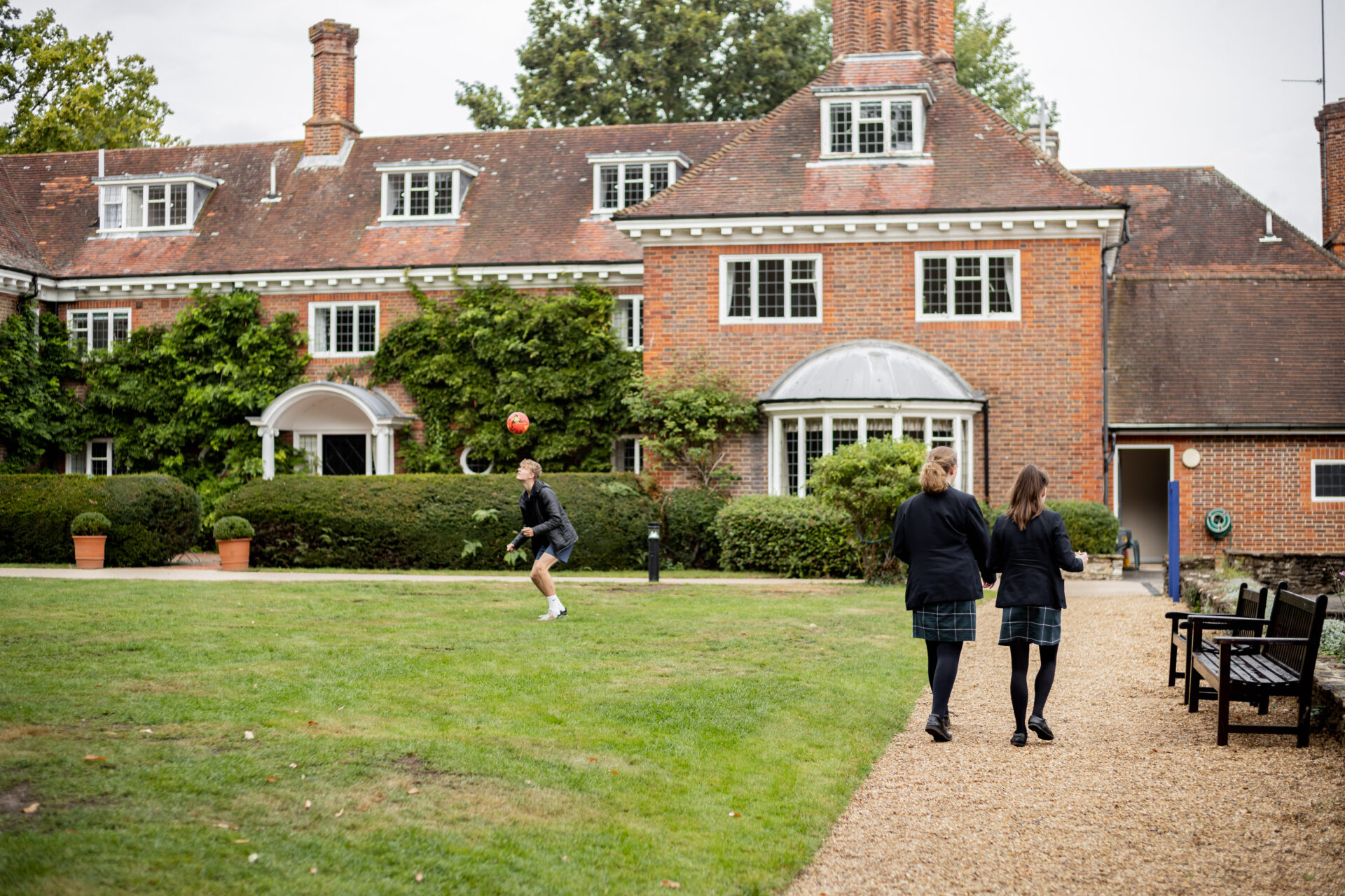 students around the grounds of the school