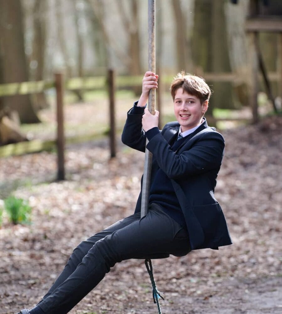 student on the swing